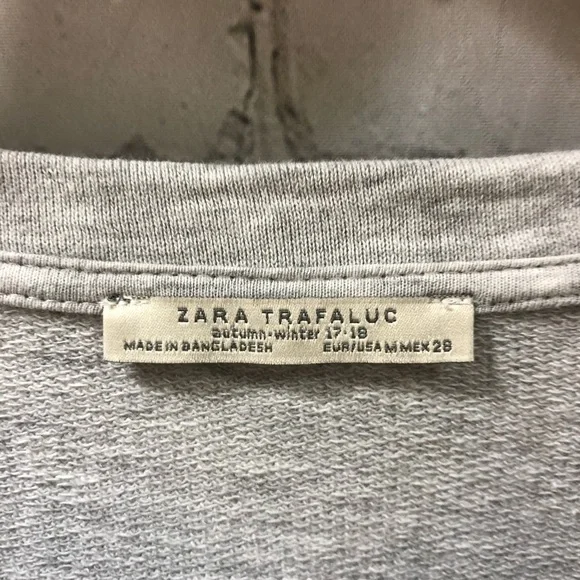 Zara Bell Sleeve Sweatshirt Pullover Gray Size Medium Loungewear - Picture 7 of 9